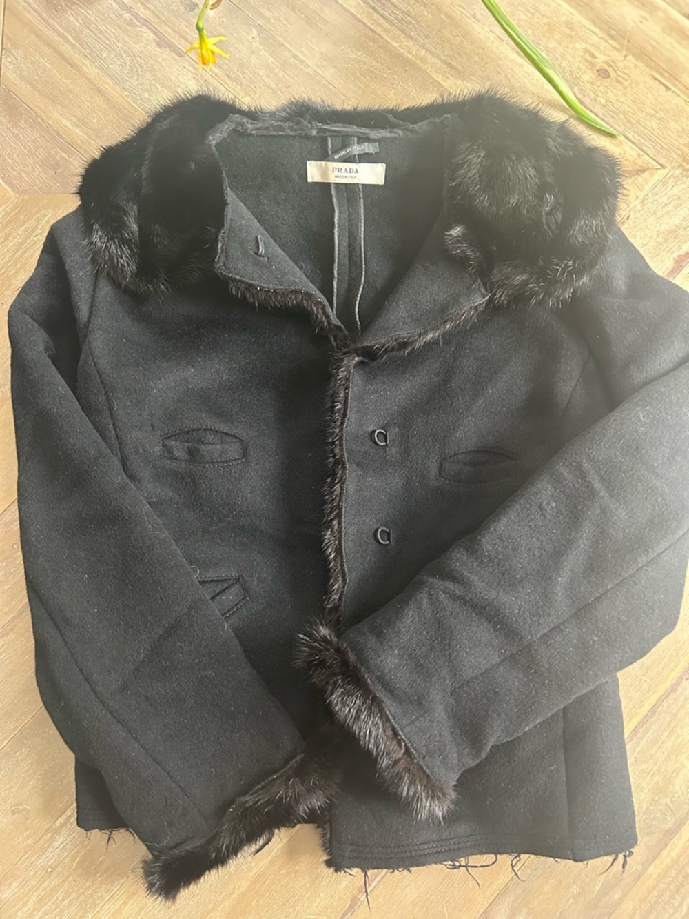 Stunning Prada Angora & Wool Coat with Mink Fur Trim